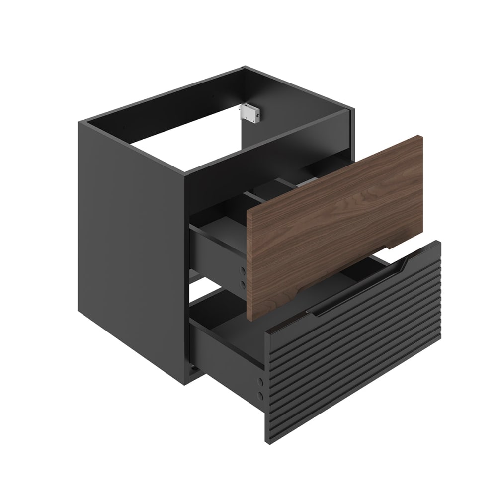 Meuble sous-vasque 140cm 2 niches panneaux mélaminé et mdf noir - Maisons du Monde