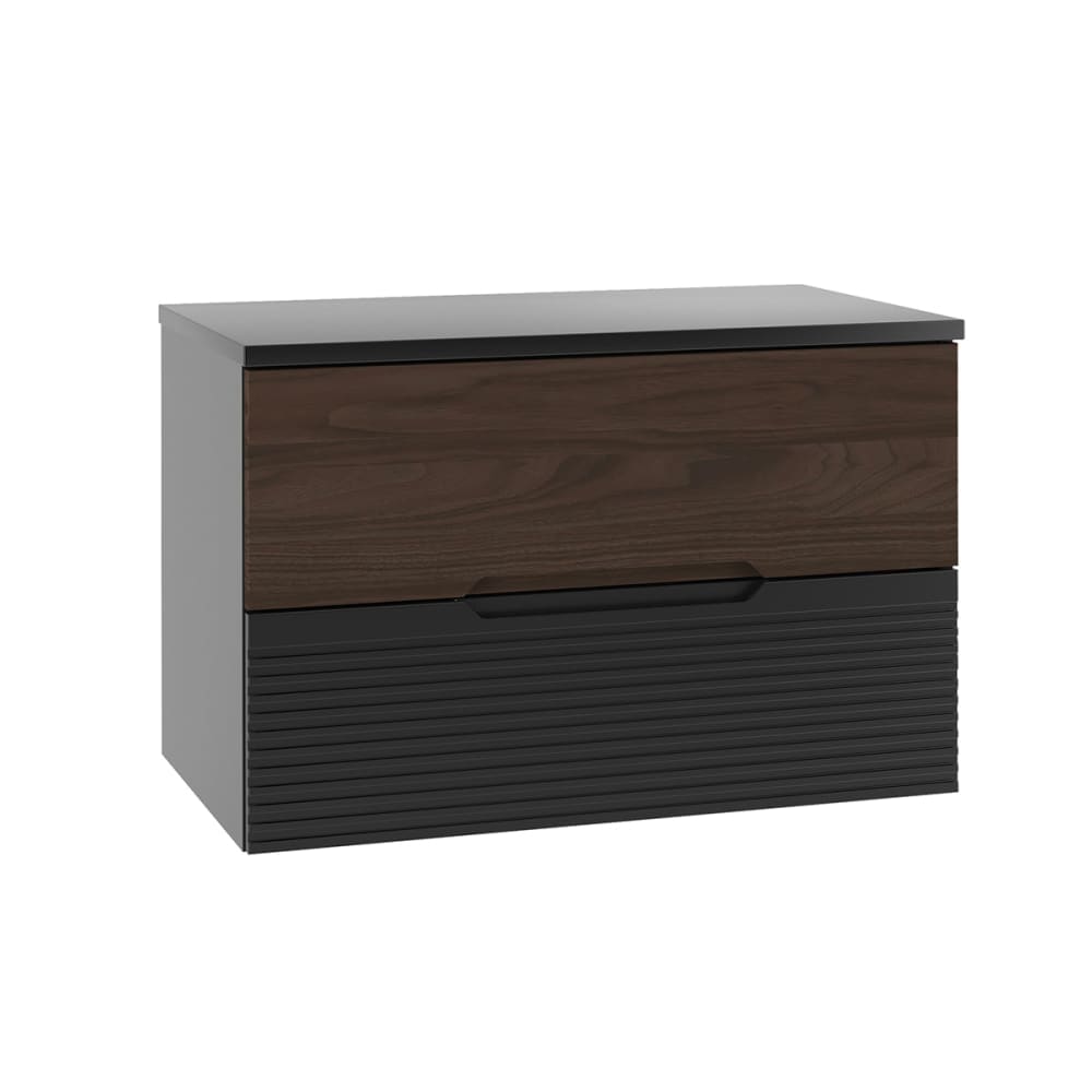 Petits meubles Waschbeckenunterschrank 80cm Melamin Schwarz und Holz Schwarz Spanplatte