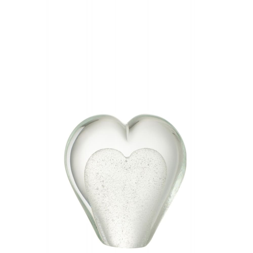 J-line Presse-papiers en verre blanc 10.5x5x11.5 cm