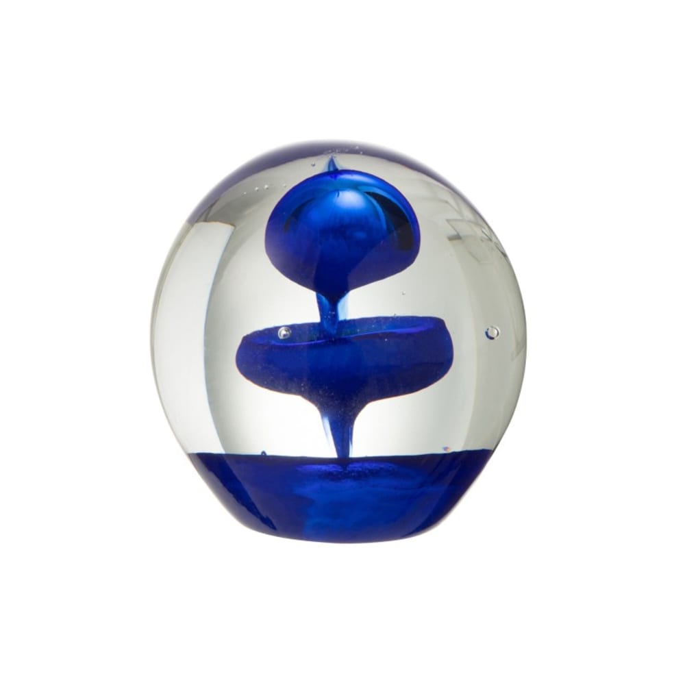 J-line Presse-papiers en verre bleu 8x8x8 cm