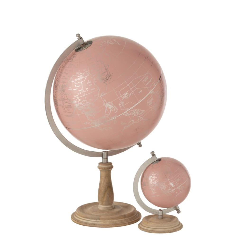 Mappemonde sur socle en bois rose 14x10x20 cm - Maisons du Monde