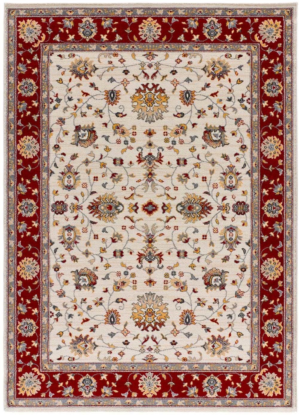 Tapis classique crème/rouge