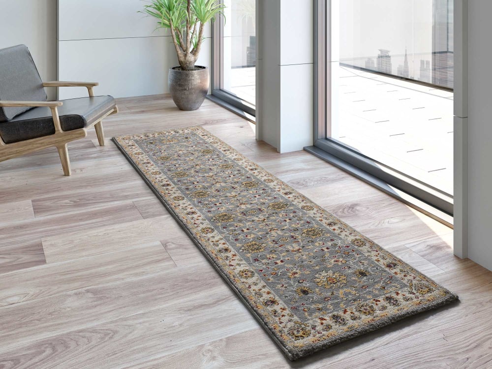 Tapis de couloir classique argent 67x250 cm — vue 3