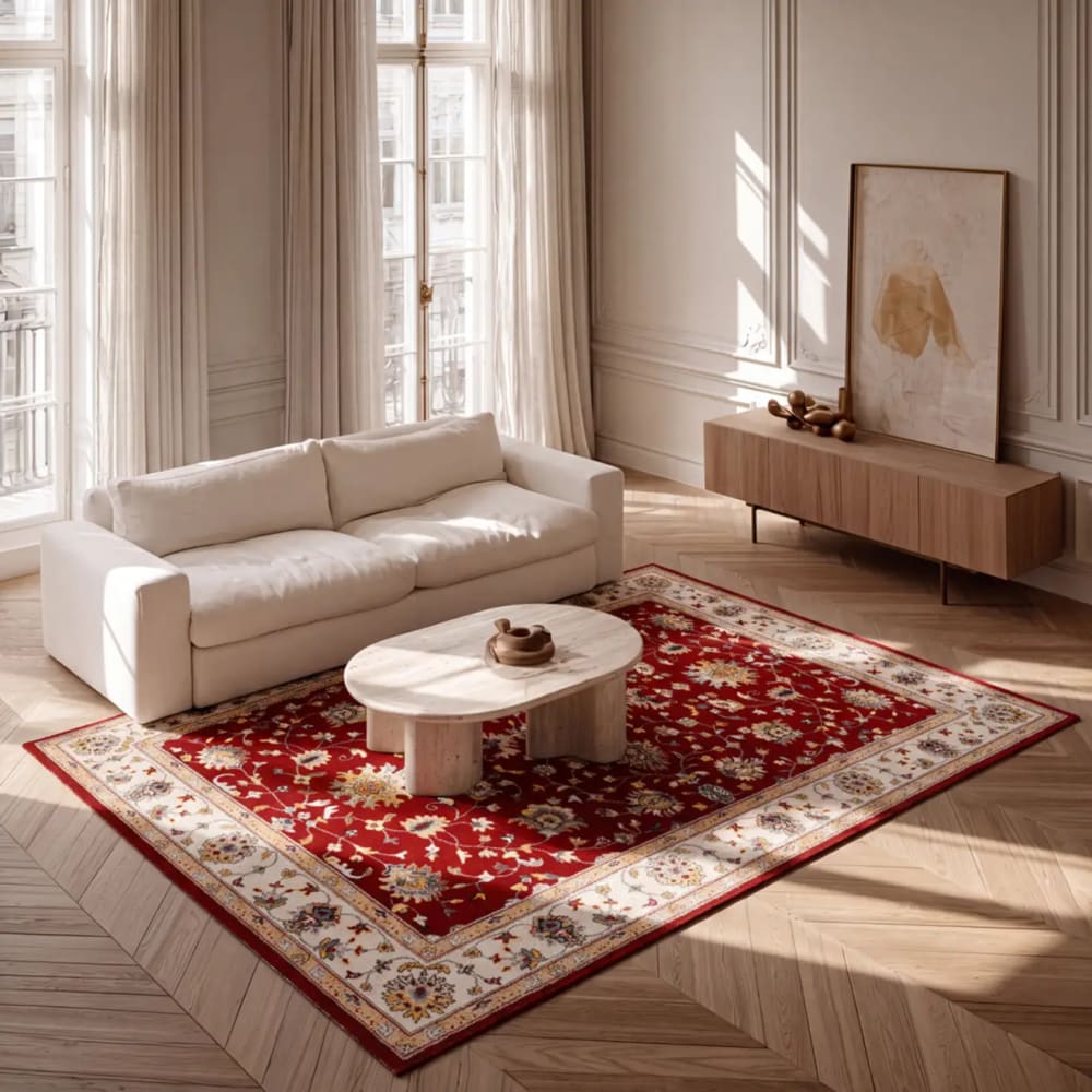 Atticgo Kurzflorteppich, klassisch, rot, 140x200 cm style vintage Öko-Tex Zertifikat - Pp - Polypropylen