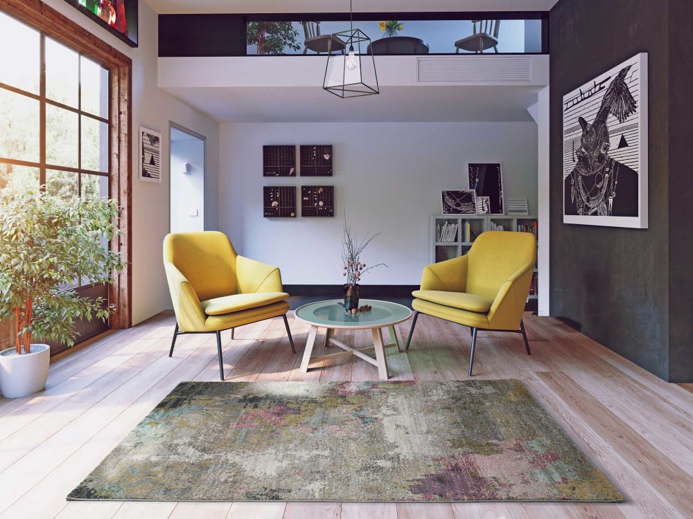 Tapis abstrait gris/multicolore 80x150 cm — vue 3
