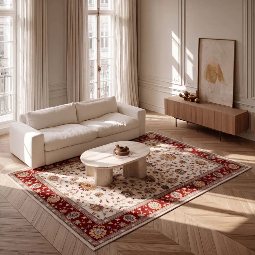 Atticgo Kurzflorteppich, klassisch, creme, 115x160 cm style vintage Beige Öko-Tex Zertifikat Pp - Polypropylen