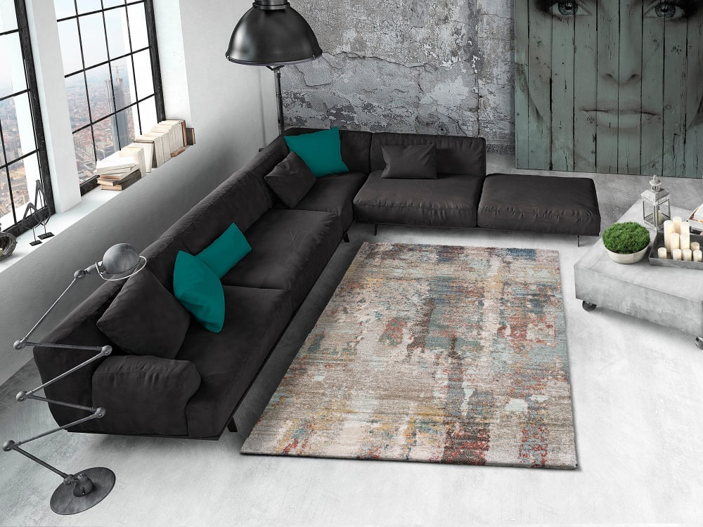 Tapis abstrait gris/multicolore 140x200 cm — vue 3