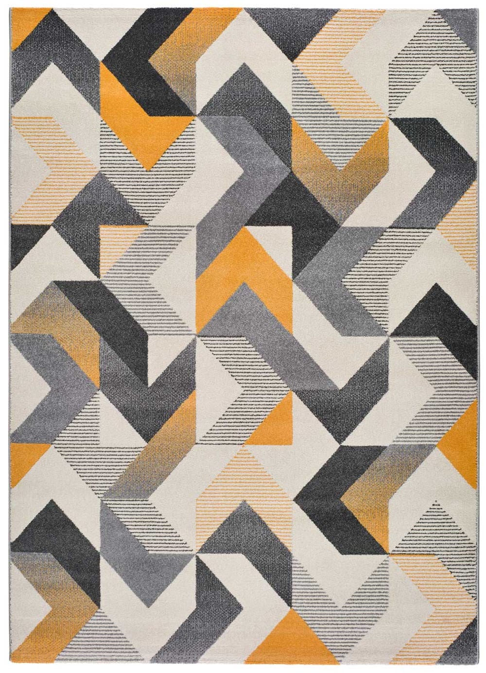 Tapis géométrique gris/moutarde/beige - 80x150