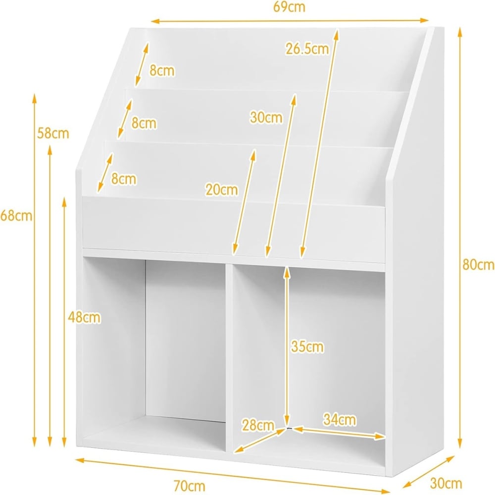Bibliothèque enfant avec casiers ouvert blanc 70x30x80cm (Giantex) - Image 2