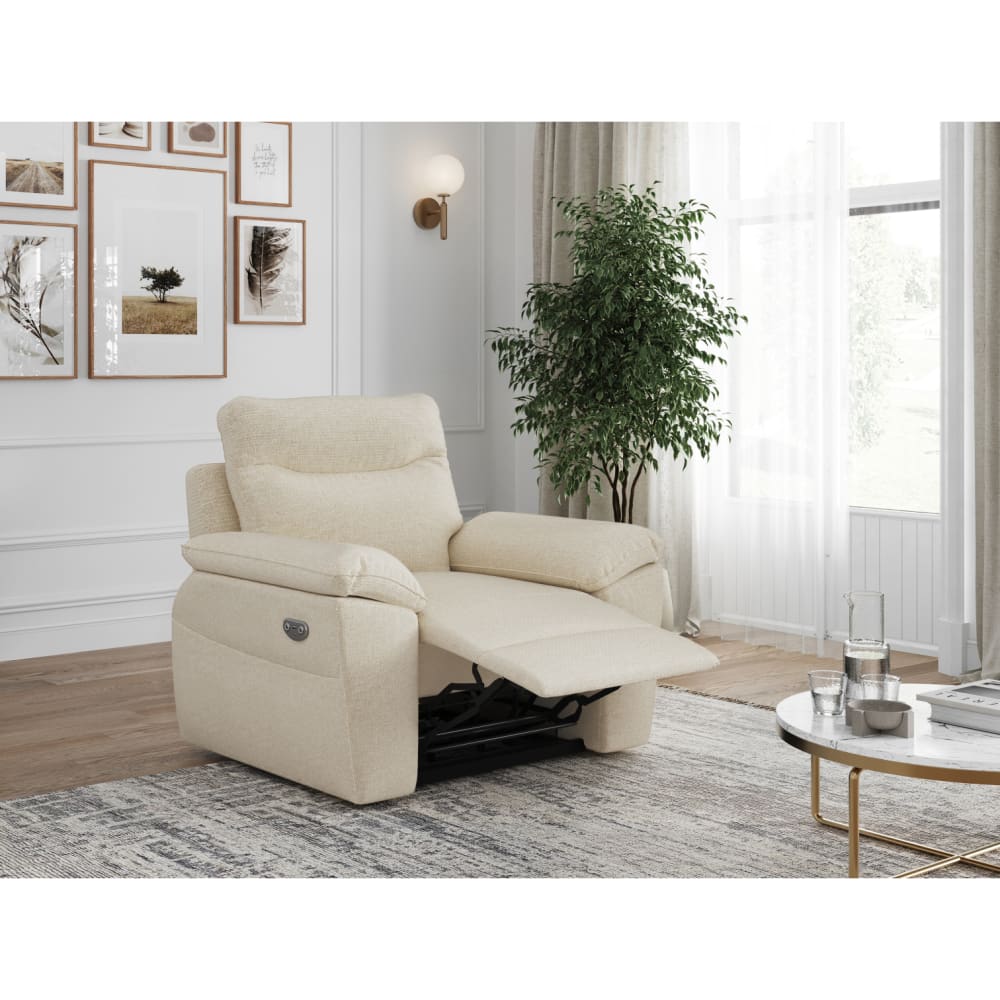 Fauteuil de relaxation électrique en tissu - beige