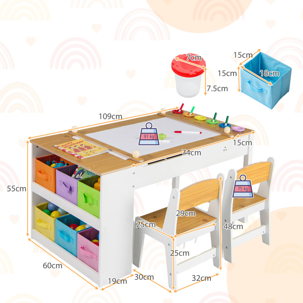 Table enfant avec chaises pour dessiner beige (Giantex) - Image 2