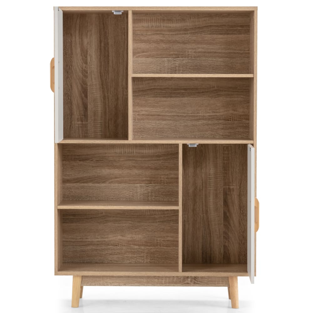 Bibliotheque 4 étagères ouvertes et 2 cabinets 80X24X119,5cm