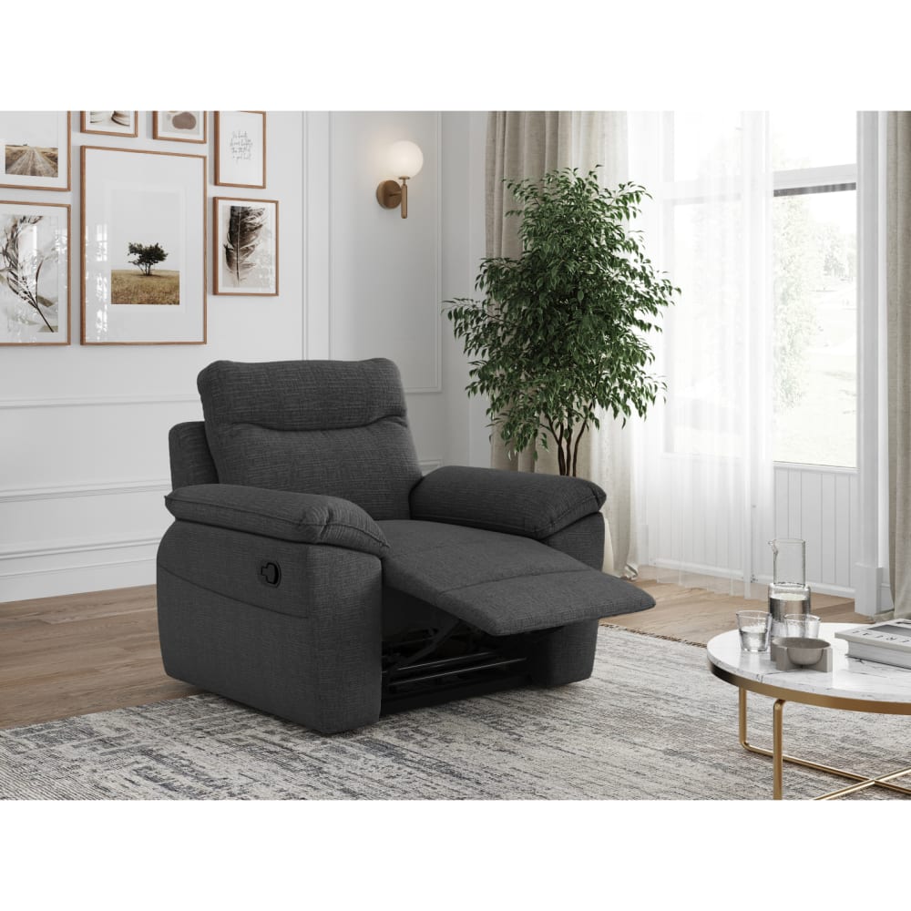 Fauteuil de relaxation manuel en tissu texturé 3d - gris foncé