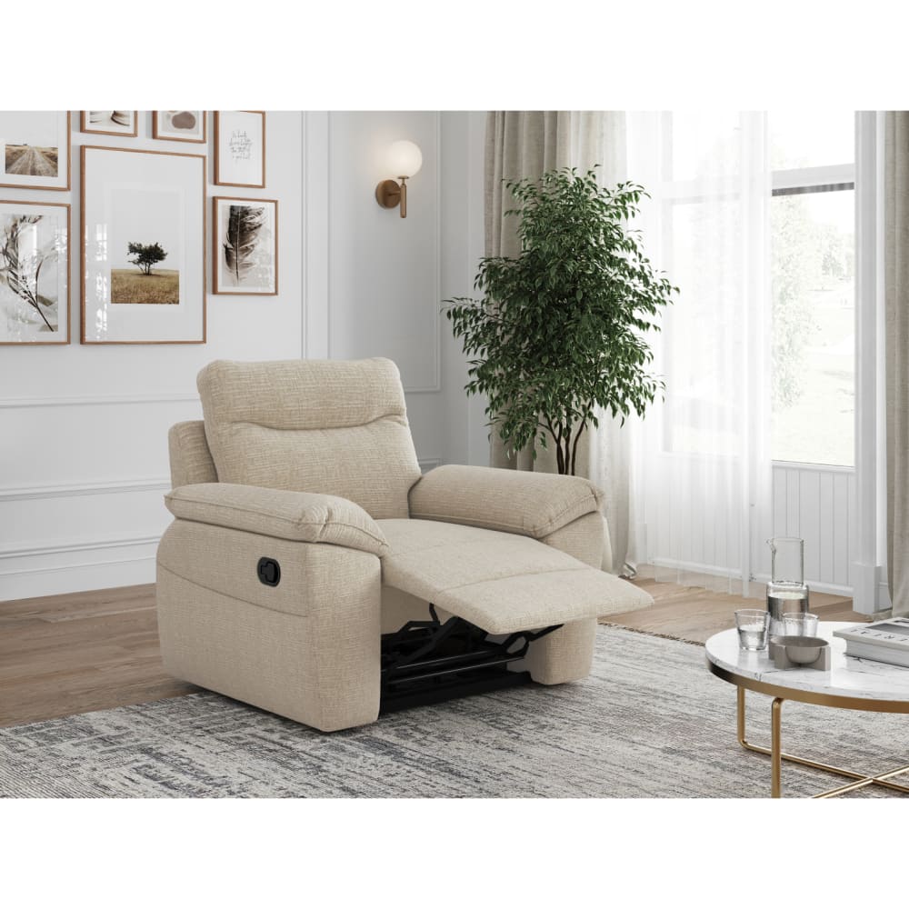 Fauteuil de relaxation manuel en tissu texturé 3D - Beige