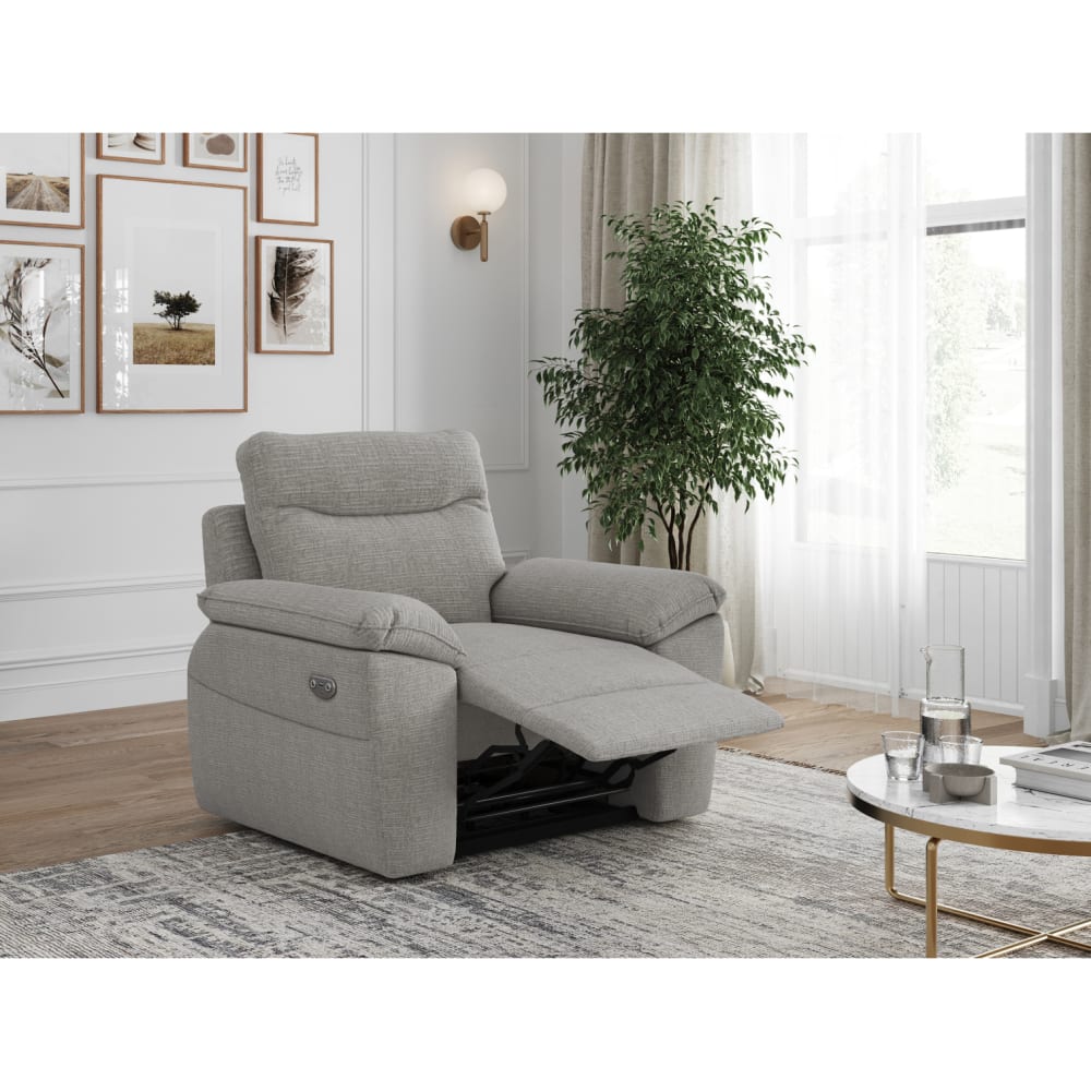 Fauteuil de relaxation électrique en tissu texturé 3D - Gris clair