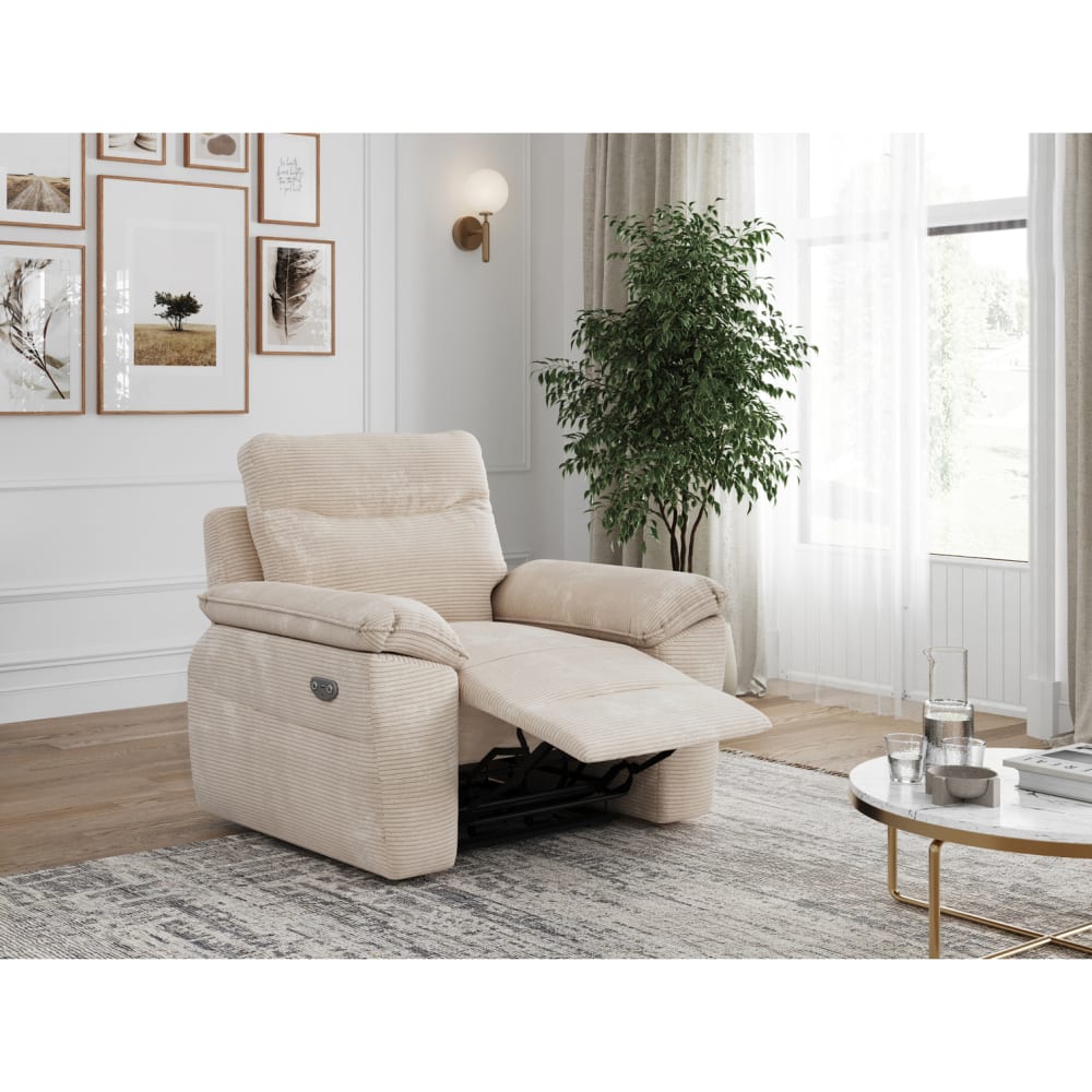 Fauteuil de relaxation électrique en velours côtelé beige