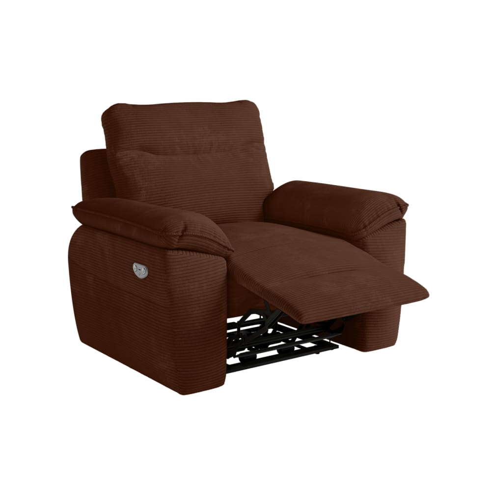 Fauteuil de relaxation électrique en velours côtelé marron — Beyit