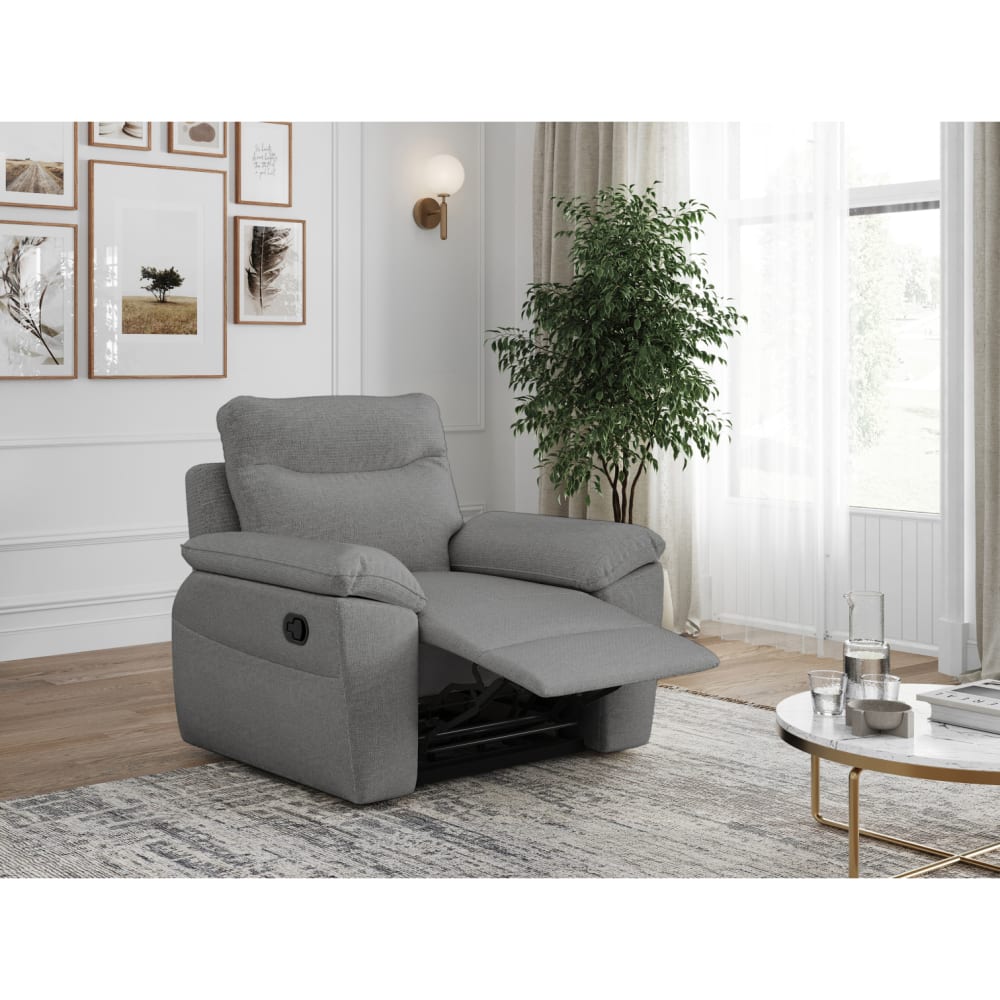 Fauteuil de relaxation manuel en tissu - gris