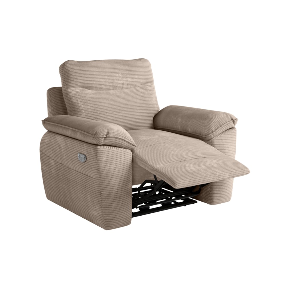 Fauteuil de relaxation électrique en velours côtelé taupe — Beyit