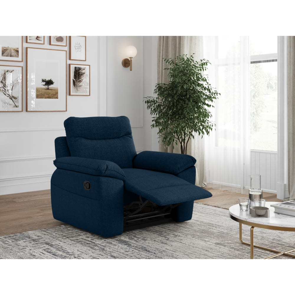 Fauteuil de relaxation manuel en tissu texturé 3D - Bleu foncé