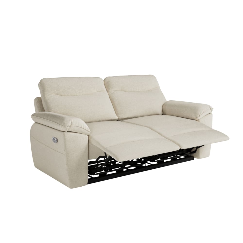 Canapé de relaxation électrique 3 places en tissu - Beige