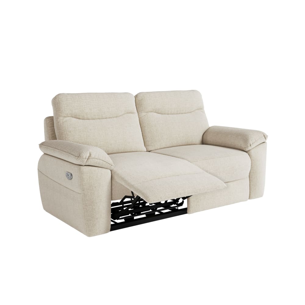 Canapé de relaxation électrique 3 places en tissu texturé 3D - Beige