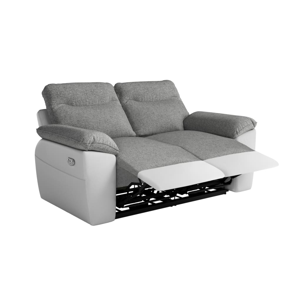 Canapé de relaxation électrique 2 places tissu et simili - Blanc/Gris