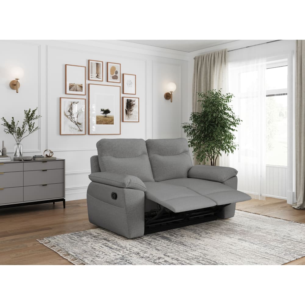Canapé de relaxation manuel 2 places en tissu - gris - Maisons du Monde