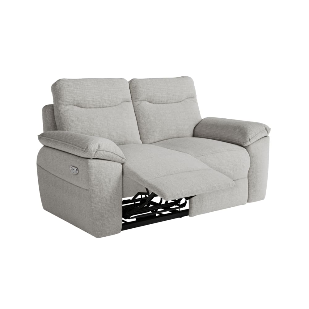 Canapé de relaxation électrique 2 places tissu texturé 3D - Gris clair