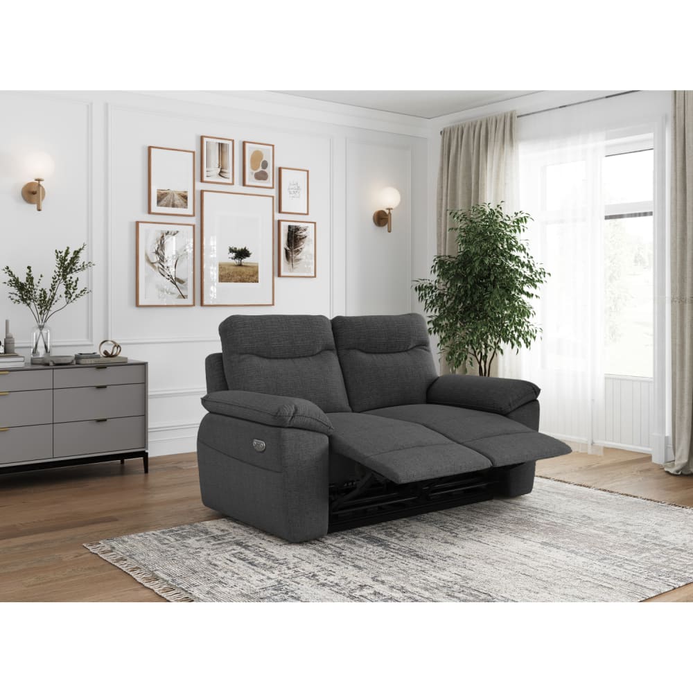 Canapé de relaxation électrique 2 places tissu texturé 3D - Gris foncé