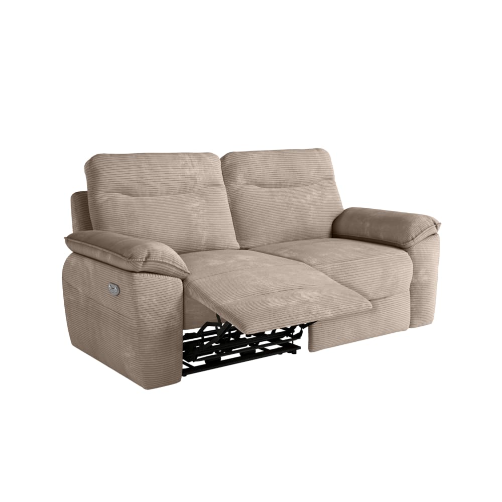 Canapé de relaxation électrique 3 places en velours côtelé taupe