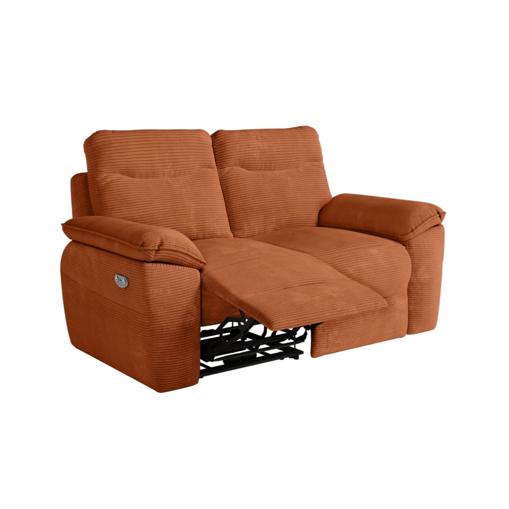 Canapé de relaxation électrique 2 places en velours côtelé terracotta