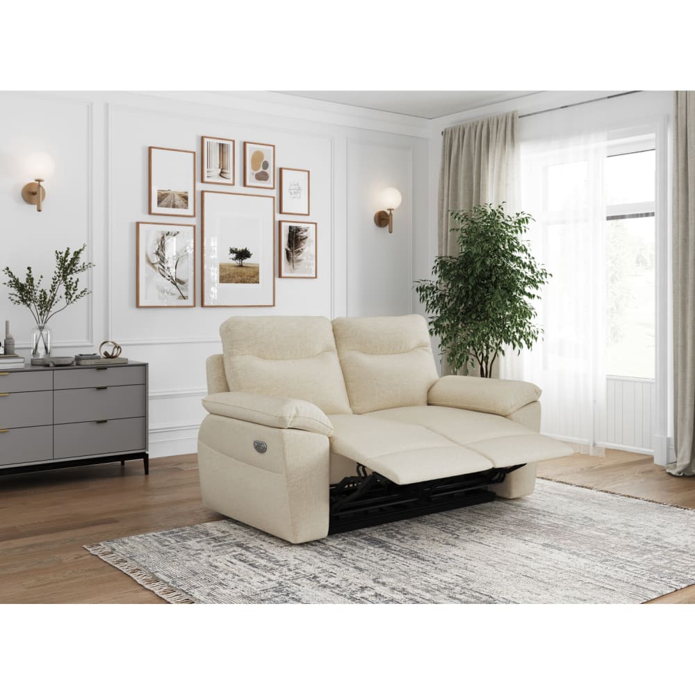 Canapé de relaxation électrique 2 places en tissu - Beige