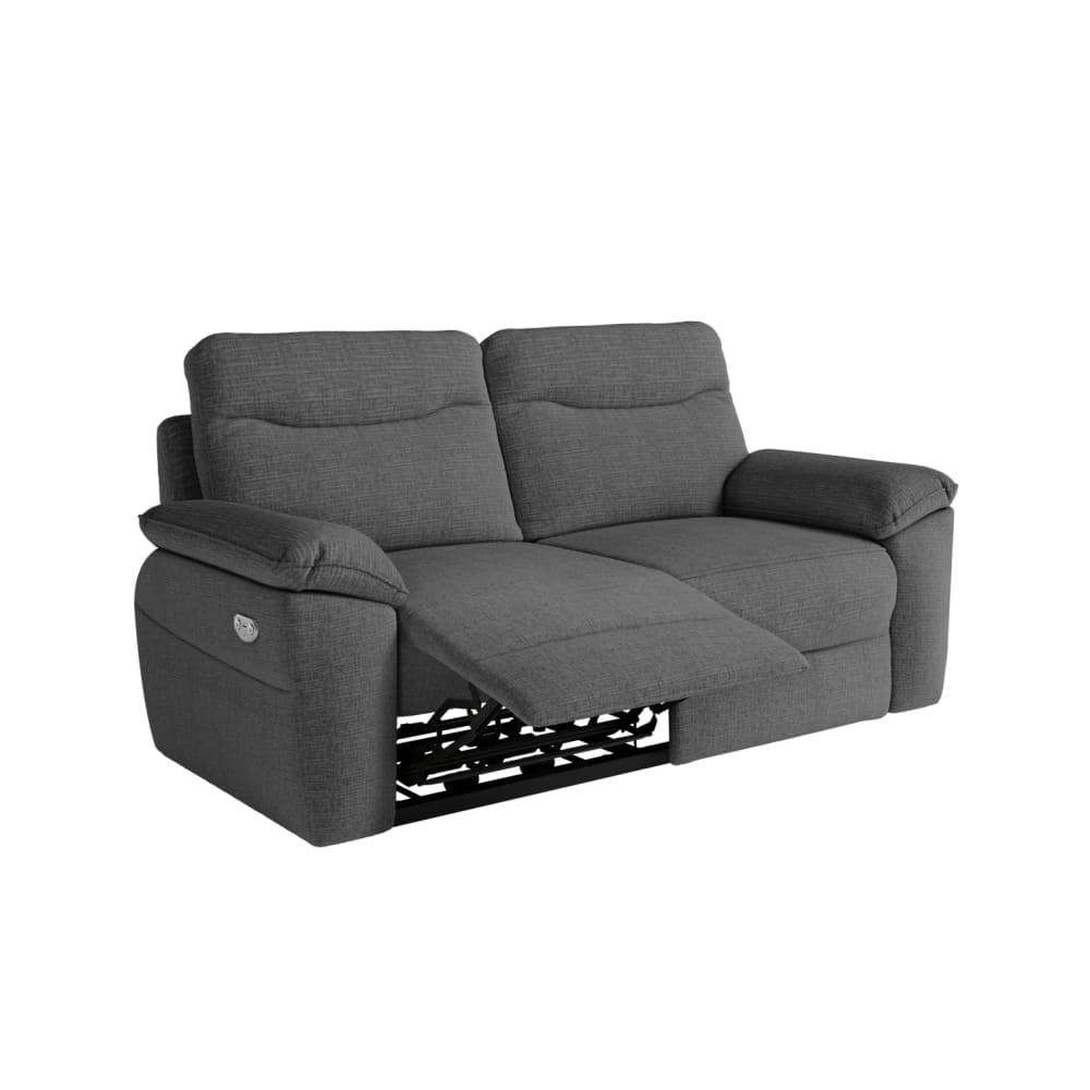 Canapé de relaxation électrique 3 places tissu texturé 3D - Gris foncé