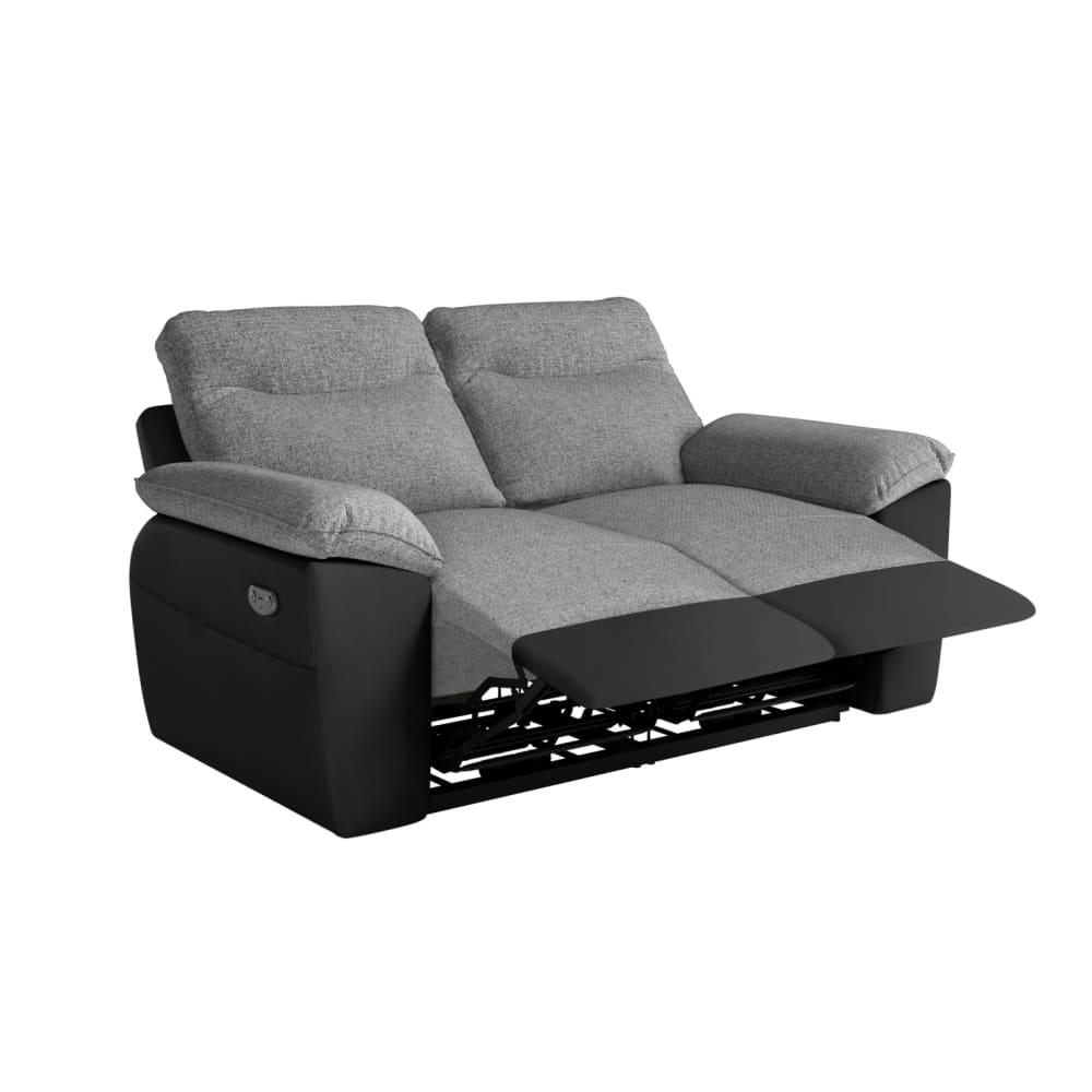 Canapé de relaxation électrique 2 places tissu et simili - Noir/Gris