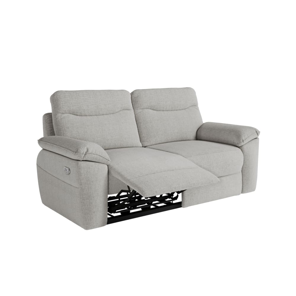 Canapé de relaxation électrique 3 places tissu texturé 3D - Gris clair