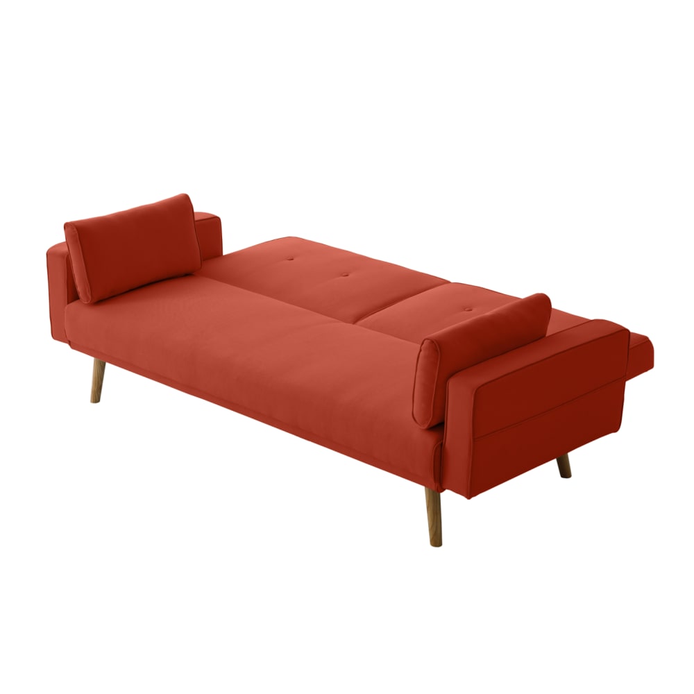 Canapé droit scandinave convertible 3 places en tissu - Rouille