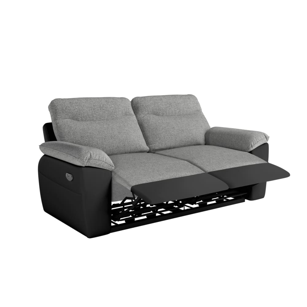Canapé de relaxation électrique 3 places tissu et simili - Noir/Gris