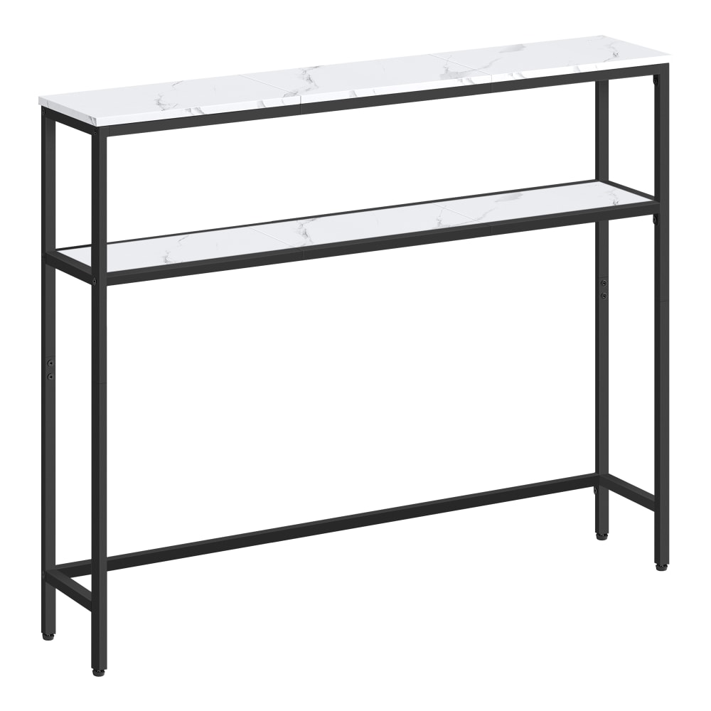 Console pour couloir à 2 niveaux 20 x 100 x 80 cm blanc marbré noir