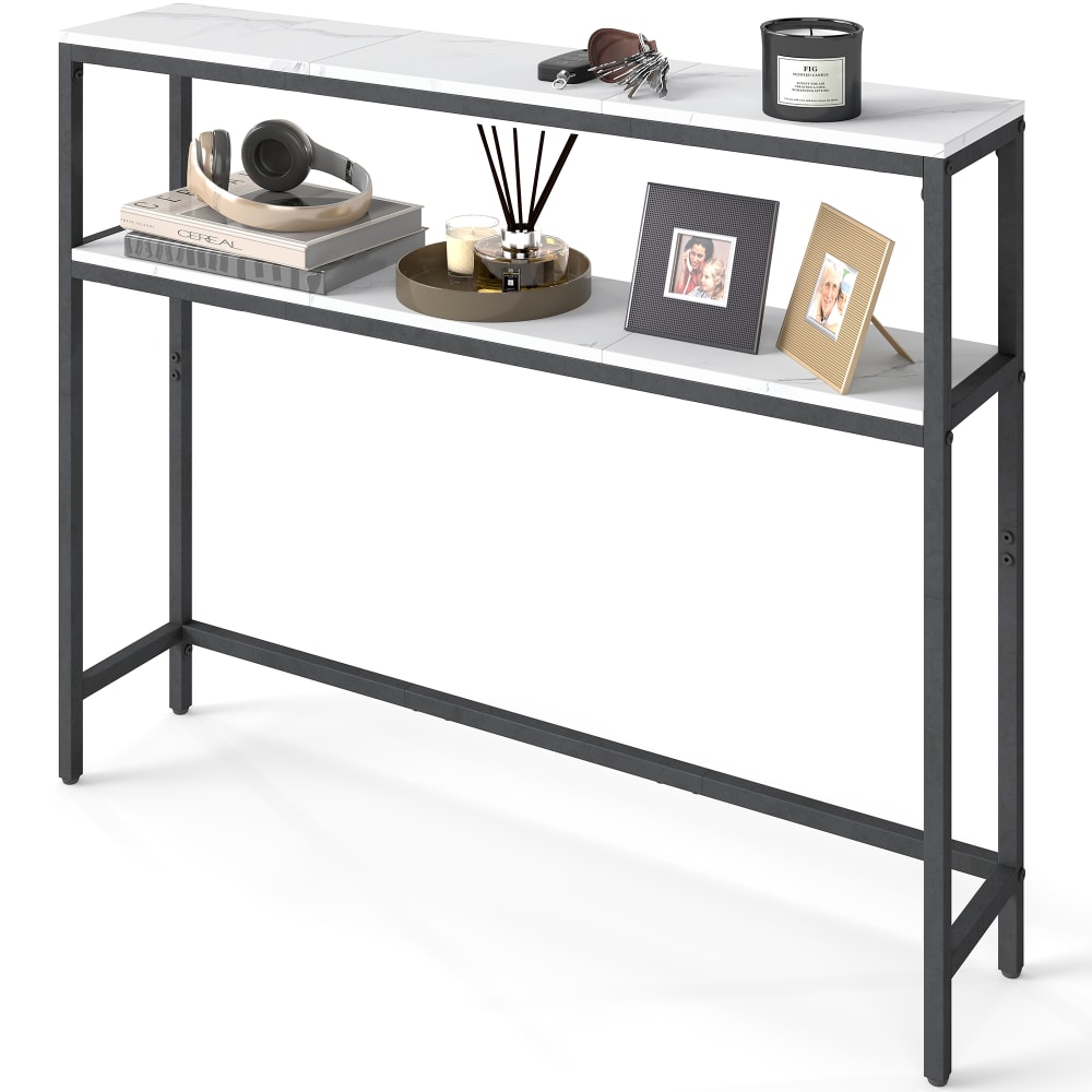 VASAGLE Console pour couloir de salon fine 20 x 100 x 80.9 cm blanc et noir style contemporain Blanc Panneau De Particules - 100x80x20cm