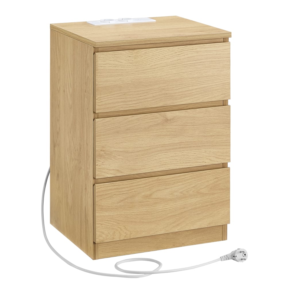 VASAGLE Table de nuit avec station de recharge de chevet d'appoint style contemporain Jaune Panneau De Particules