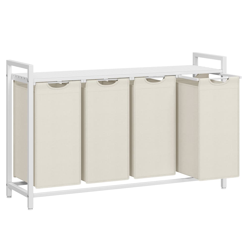 Panier à linge rangement 4 compartiments cadre en métal 4 x 40 l blanc