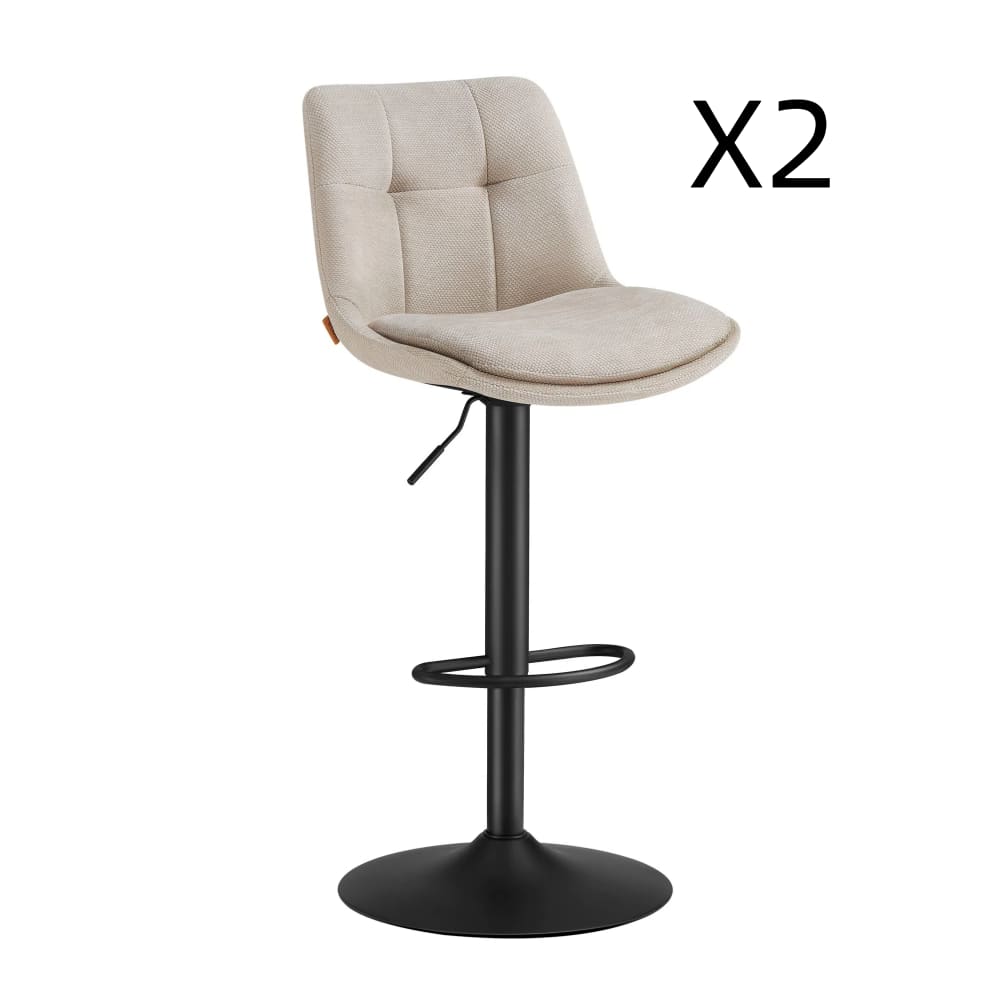 Tabourets de bar lot de 2 hauteur réglable siège pivotant blanc crème