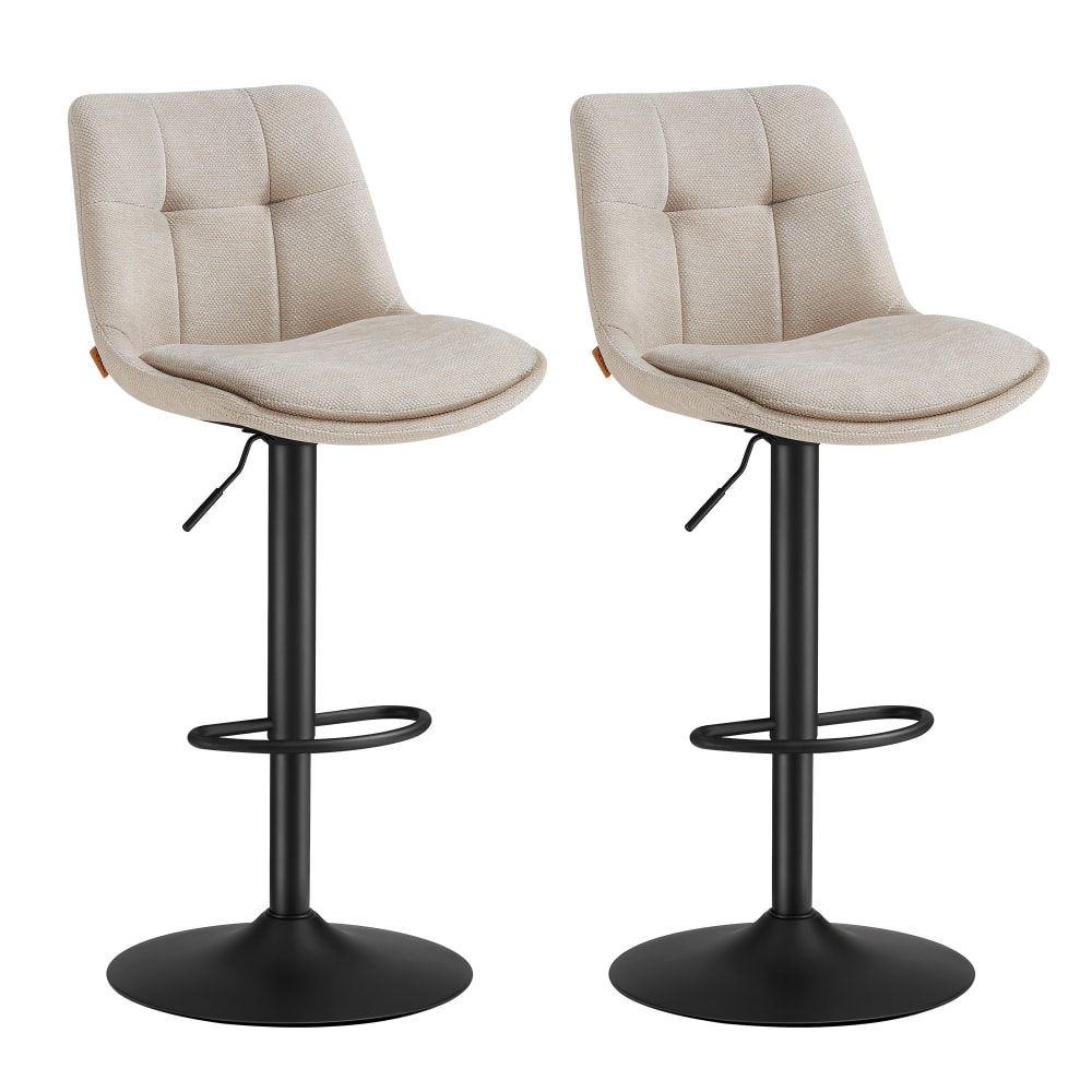 Tabourets de bar pivotants hauteur réglable avec dossier beige et noir - Maisons du Monde