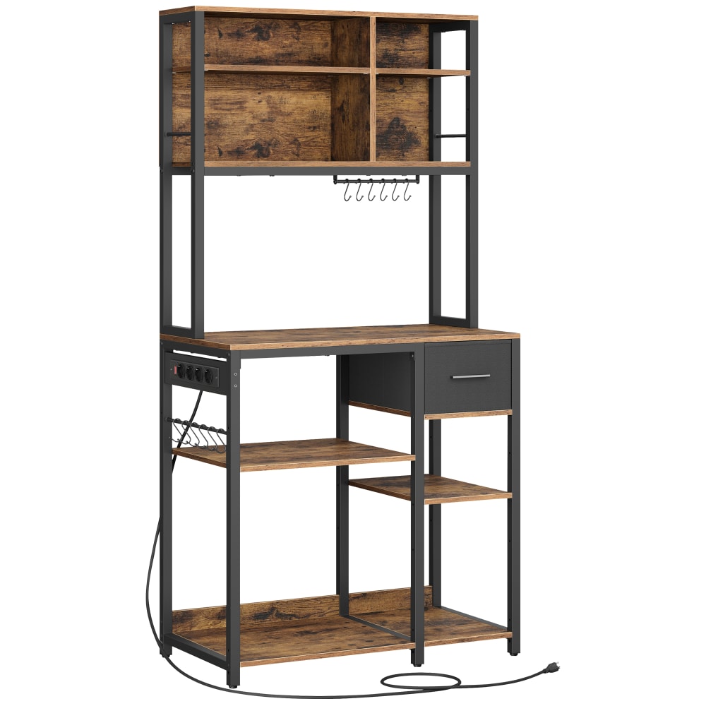 Étagère de cuisine avec 4 prises 80 x 40 x 180.8 cm marron et noir
