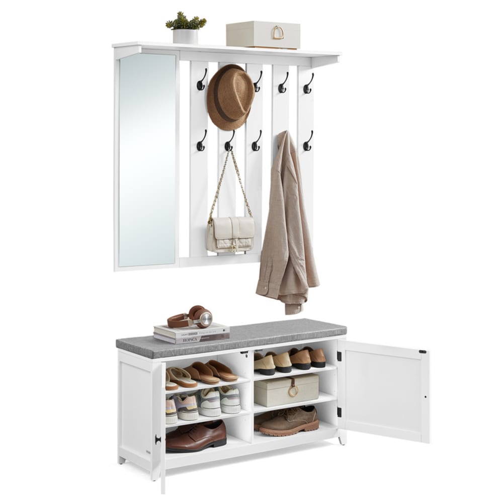 Ensemble porte-manteau avec banc à chaussures largeur de 102 cm blanc - Maisons du Monde