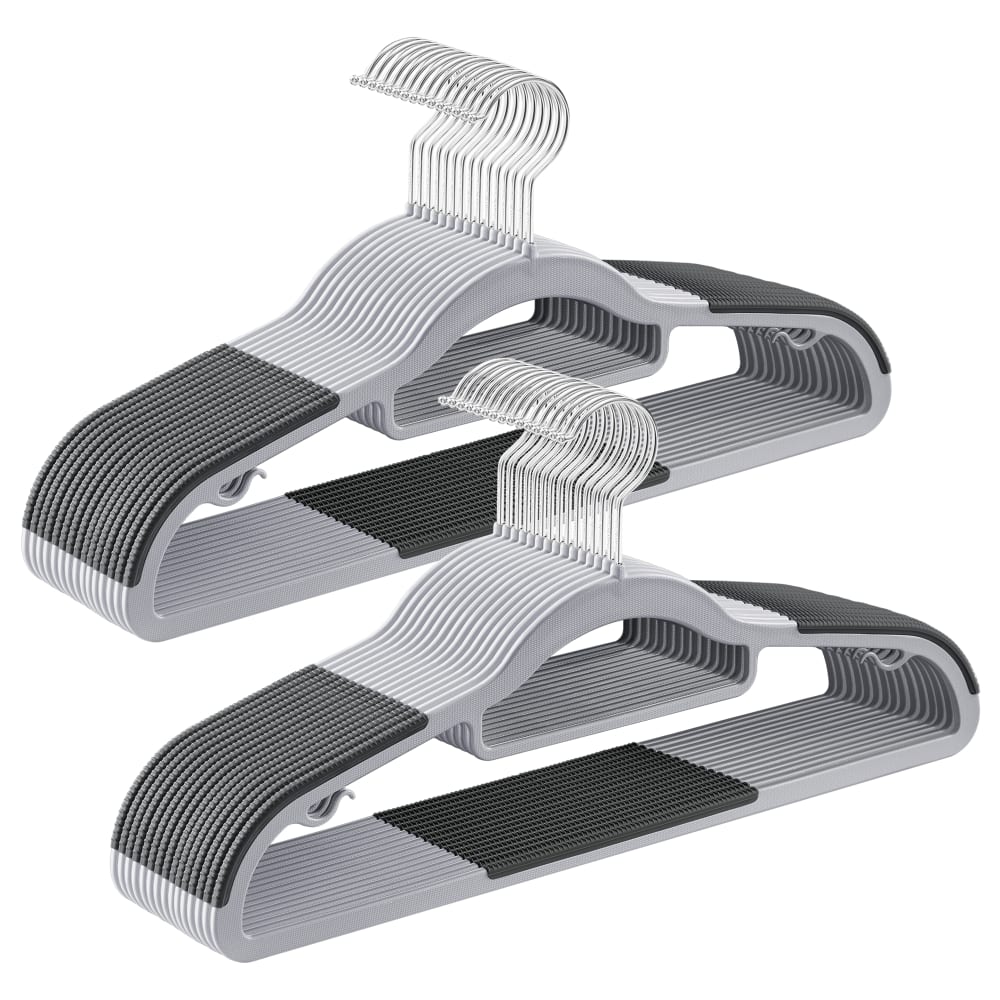 Cintres 30 pièces antidérapant longueur 42 cm gris clair et gris foncé — Beyit