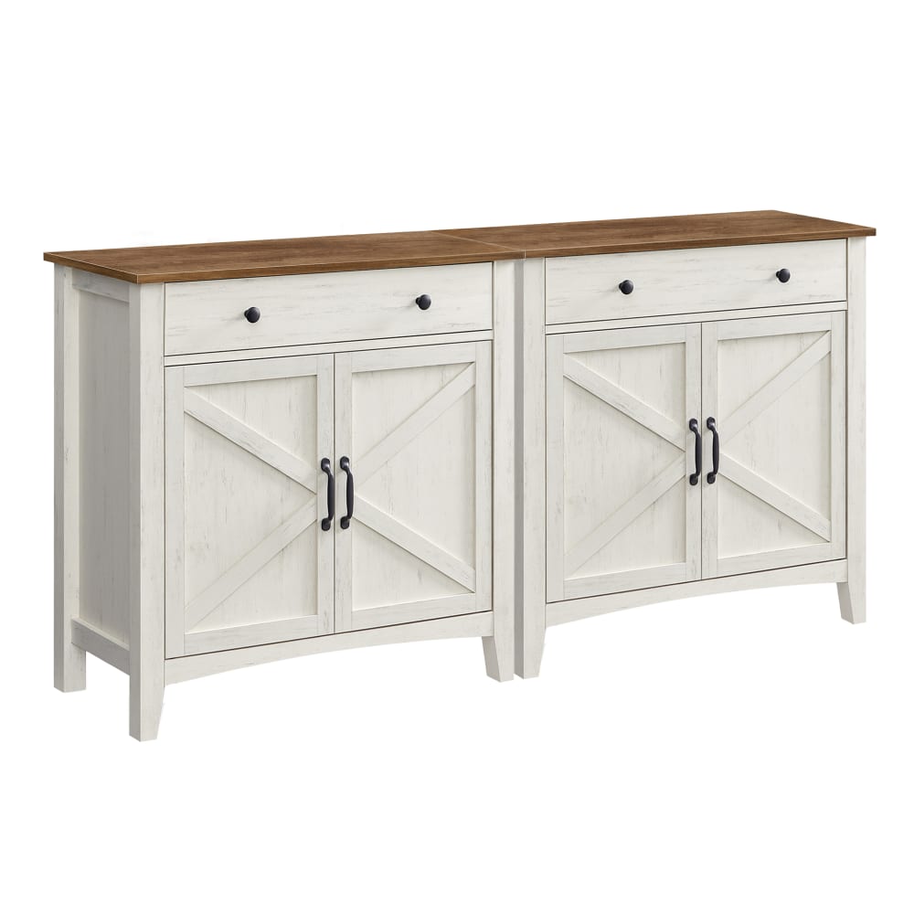 VASAGLE Ensembles de 2 buffets de rangement 80 x 40 x 80 cm blanc style campagne Blanc Panneau De Particules - 80x80x40cm