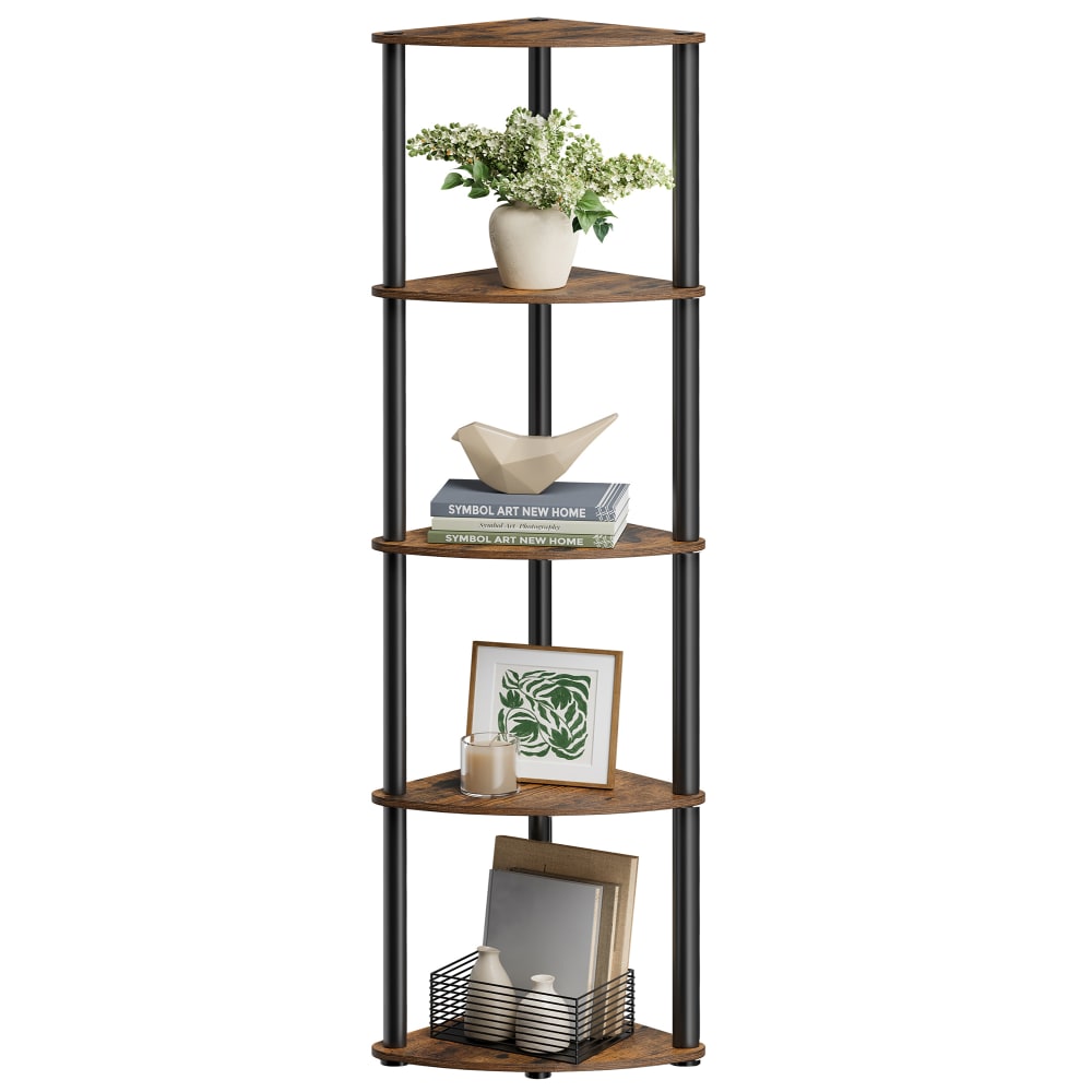 Étagère d'angle avec 5 niveaux pour salon chambre cuisine marron