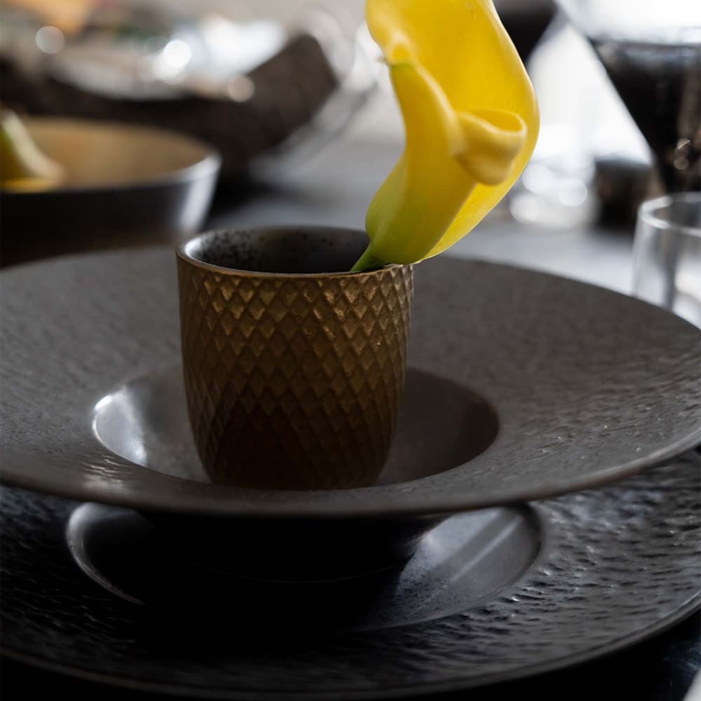 Assiette plate en grès noir D27 - Lot de 4